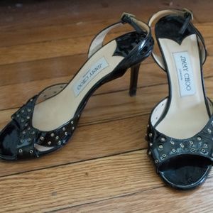 Jimmy-Choo-Patent-Leather-Grommet-Heeled-Sandals-